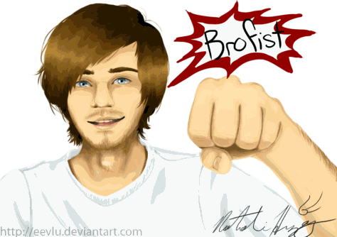 Pewdiepie And His Bro Army - Pewdiepie Brofist Fanart (474x334), Png Download
