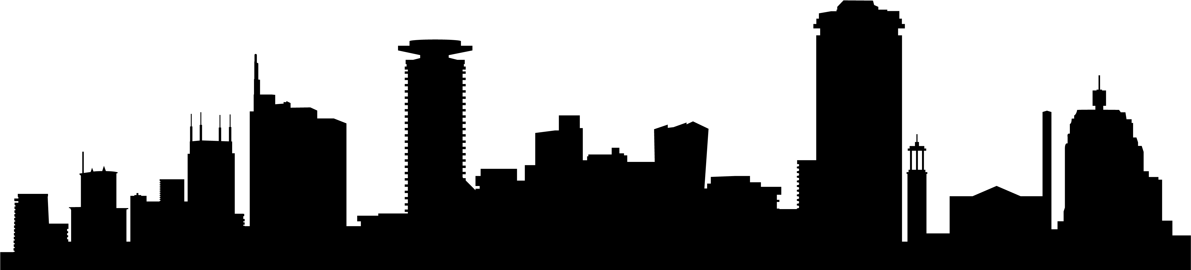 City Skyline-01 - Silhouette (4688x1132), Png Download