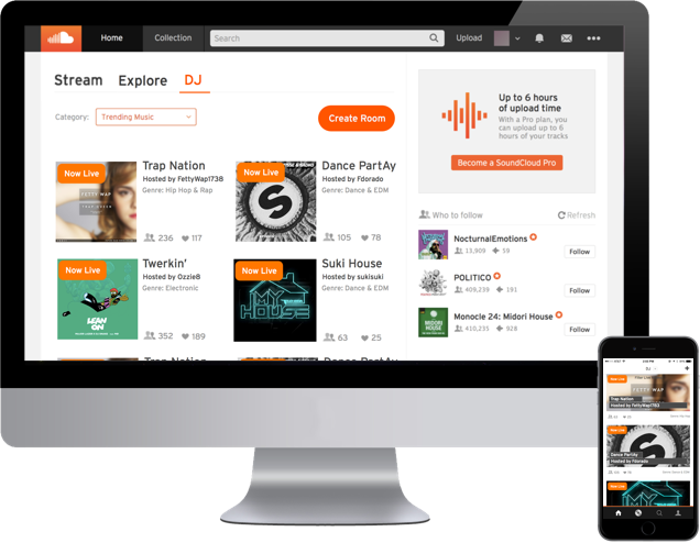 Soundcloud Mockup - Operating System (636x494), Png Download