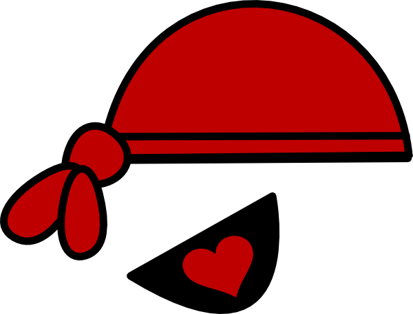 How To Set Use Red Pirate Hat And Heart Eyepatch Clipart (600x457), Png Download