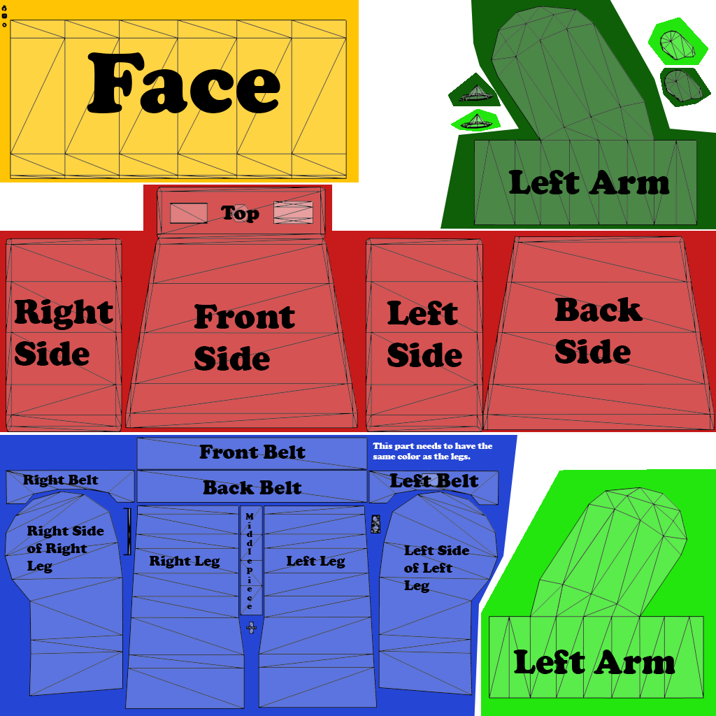 Correct Full Minifig Texture - Lego Minifigure Texture Template (1024x1024), Png Download