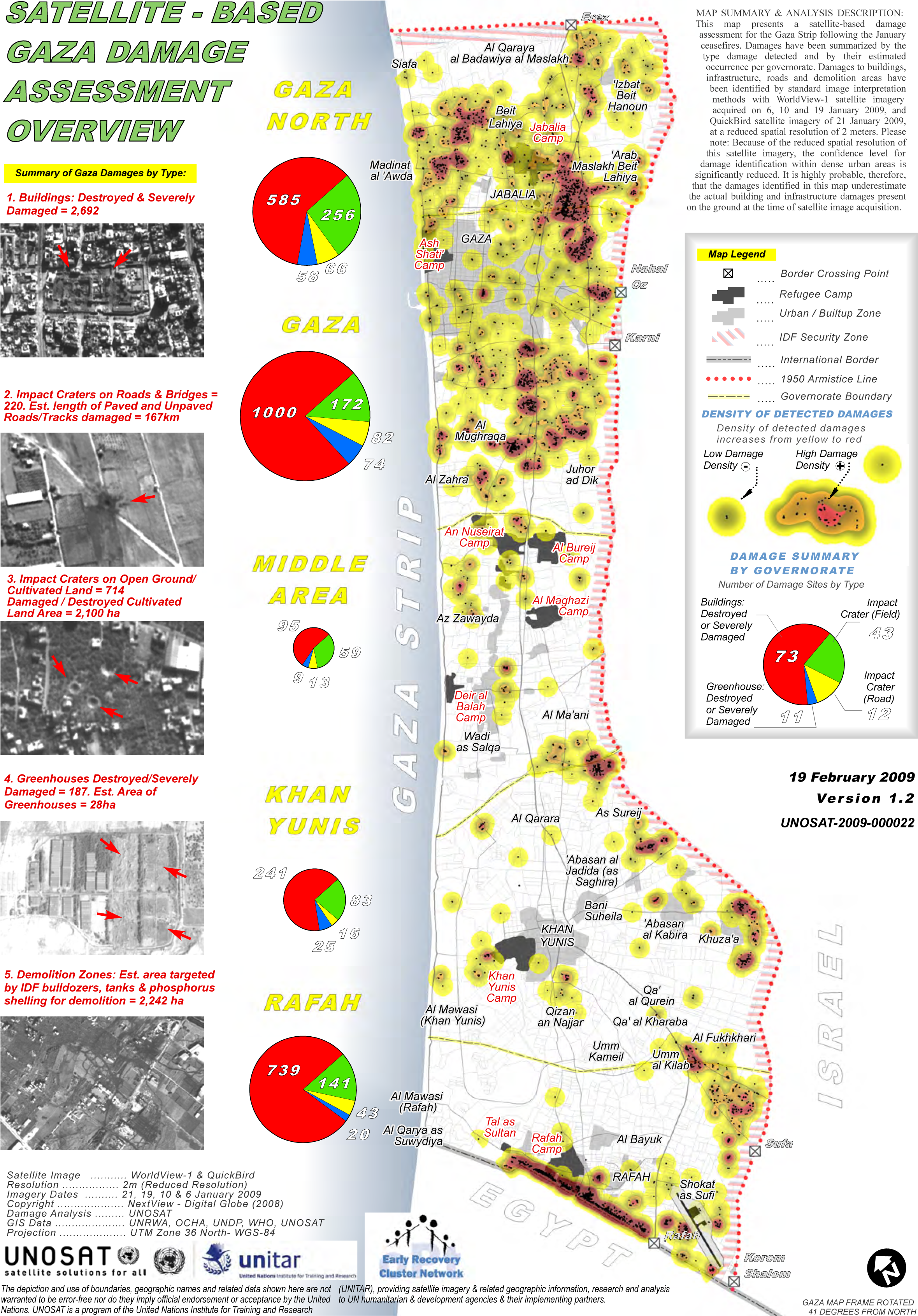 Unosat Gazastrip Damage Review 19feb09 V3 Lowres - United Nations Institute For Training And Research (2481x3509), Png Download