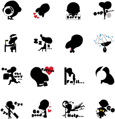 Big Head Shadow Man - Sticker (420x448), Png Download