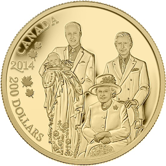 2014 - $200 Gold - Royal Generations - Her Majesty - Prince George Coin (570x570), Png Download