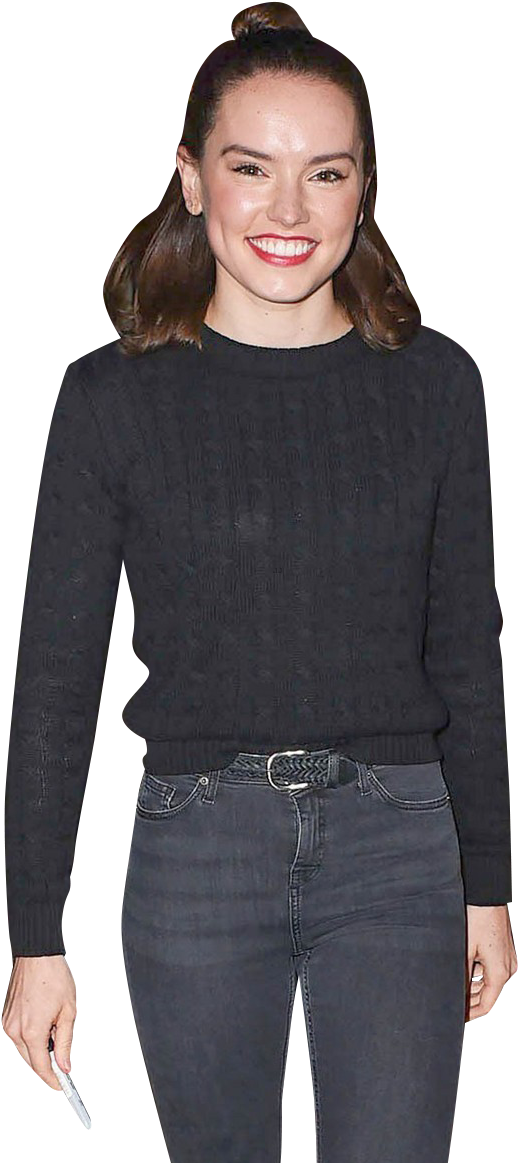 Daisy Ridley - Giubbotto Di Pelle Con Cappuccio (825x1203), Png Download
