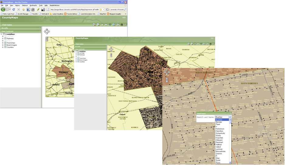 Ontario Historical County Map Project Rendered In Esri's - Arcims (941x547), Png Download