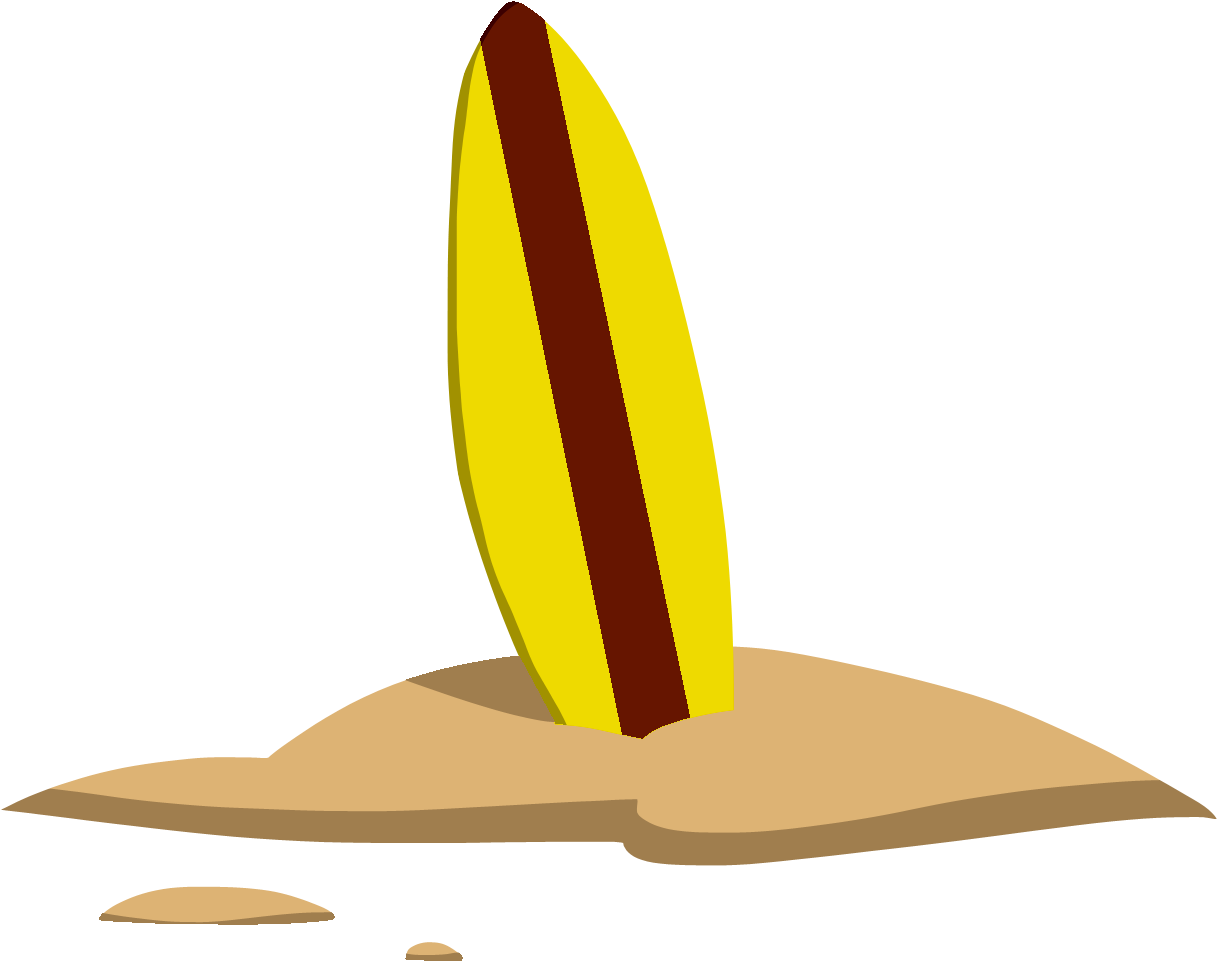Random Icons - Surfboard In Sand Clipart (1238x1004), Png Download