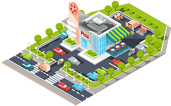 Vector Isometric Illustration Of A Modern Italian Fast - Fast Food (360x360), Png Download