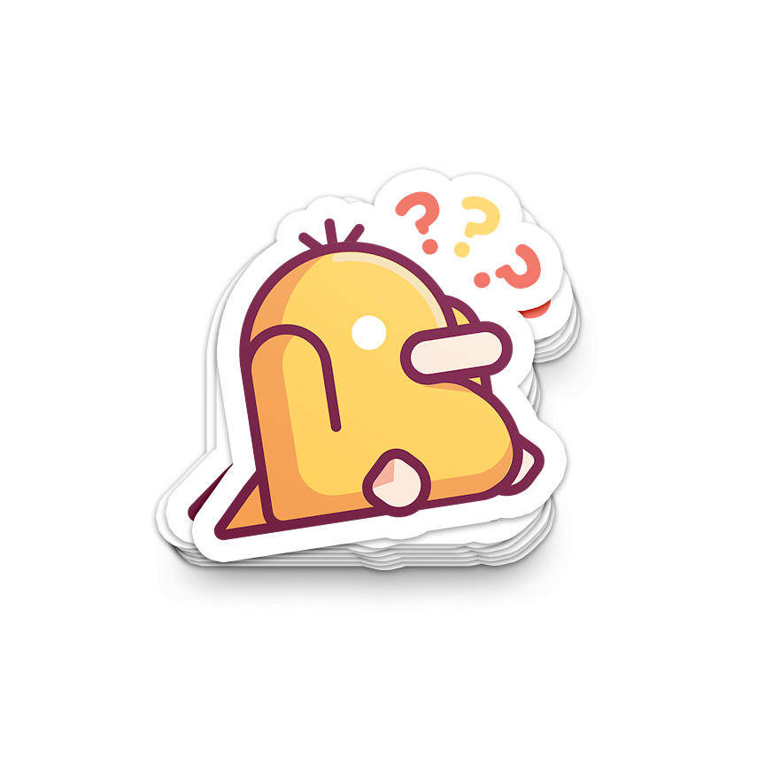 Image Of Psyduck Stickers - Cartoon (881x881), Png Download