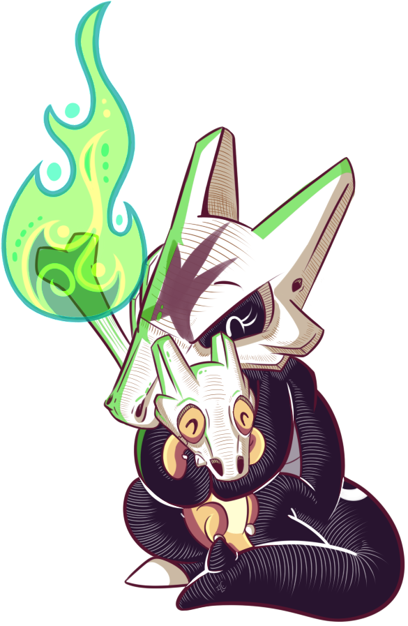 Marowak Alola Y Cubone (630x913), Png Download
