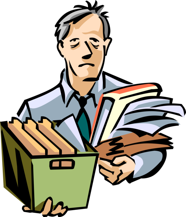 Exhausted Executive Takes Work Home - Files Clipart (599x700), Png Download