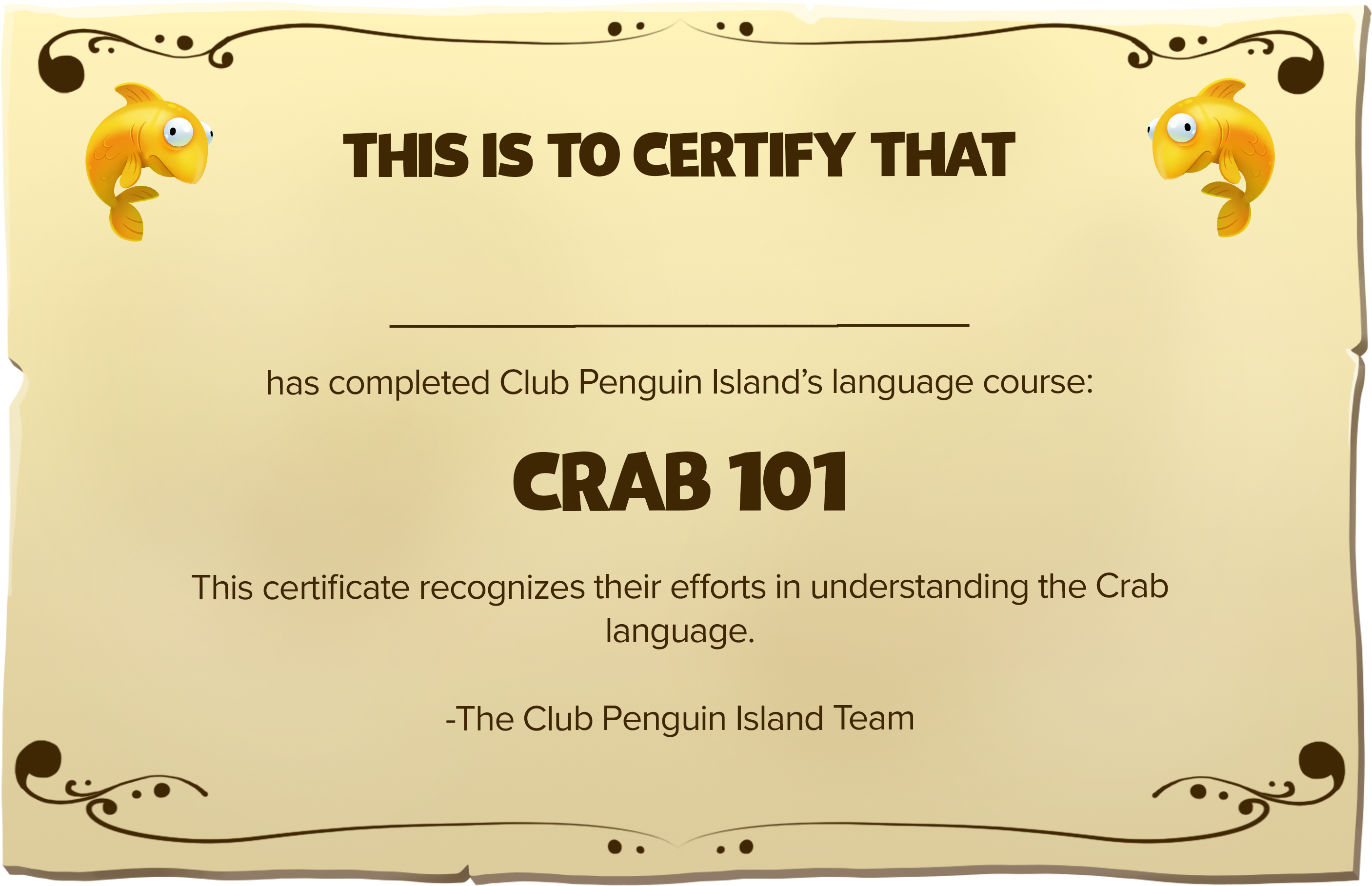 Here's A Certificate For Your Hard Work - Crab Certificate (3300x2550), Png Download