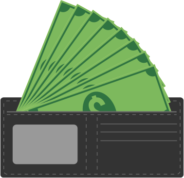 Money In Your Pocket - Money In Wallet Cartoon (378x366), Png Download
