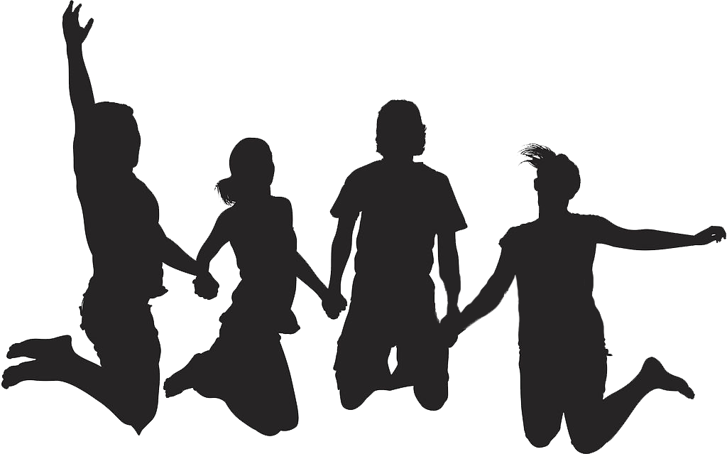 Silhouette Friends Holding Hands (1024x639), Png Download