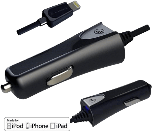 Force Captive Car Charger 1a With Lightning Mfi Cable - Deltaco Prime Usb Lightning Cable, Mfi, Cloth, 1 M, (560x551), Png Download