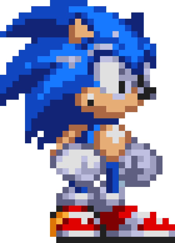 Sonic's Sprite That Was Used In The Battle - Sonic The Hedgehog Pixel Art (560x780), Png Download