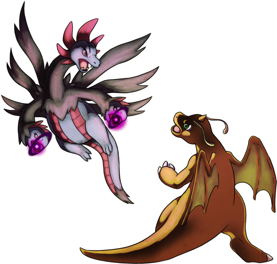 Clipart Free Stock Hydreigon Vs By Chibi Pika On Deviantart - Hydreigon Vs Dragonite (901x886), Png Download