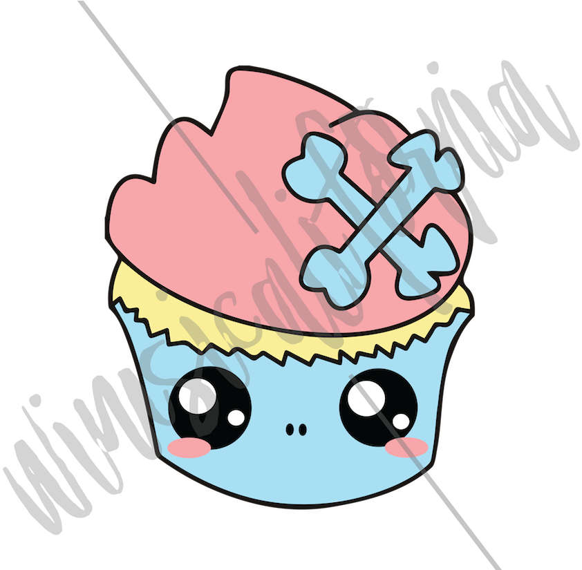 Cupcake Scull Drawn On Ipad Pro With Apple Pencil - Cupcake Sugar Skulls (900x824), Png Download