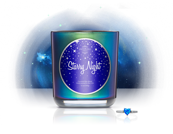Starry Night - Jewel Candle - Fragrant Jewels Blue Opalesque Ring Size 7.5 (600x480), Png Download