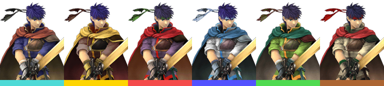 Ike Palette - Smash Bros Ike Colors (768x172), Png Download