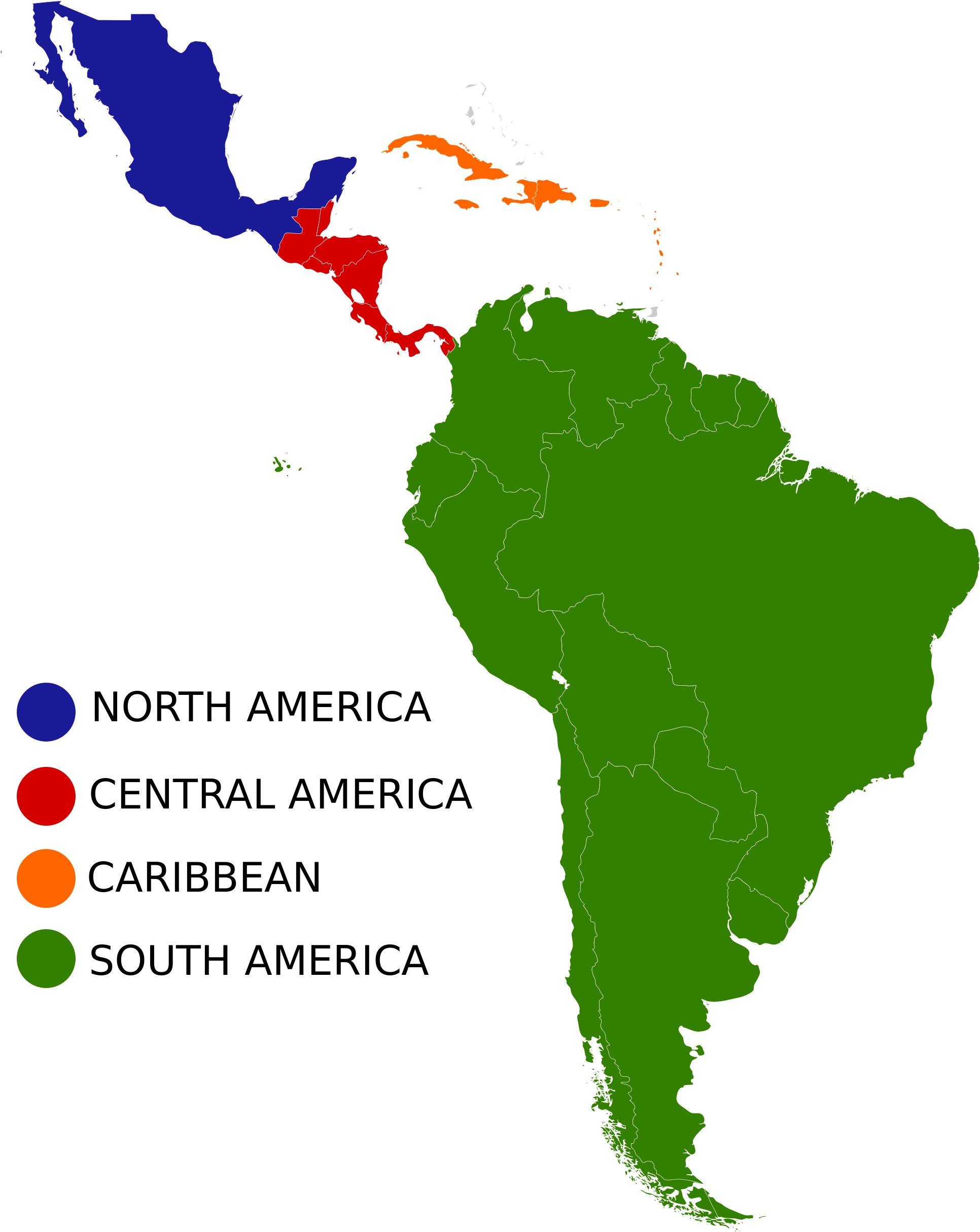 Latin America Regions - Latin America Region (2000x2500), Png Download