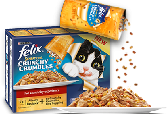 Free Pouch Of Felix 'crunchy Crumbles' Cat Food - Felix Cat Food Pouches (600x400), Png Download