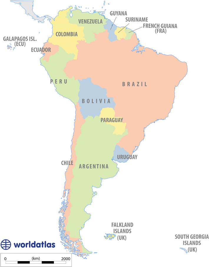 Political Map Of South America - Map Of South America (750x911), Png Download