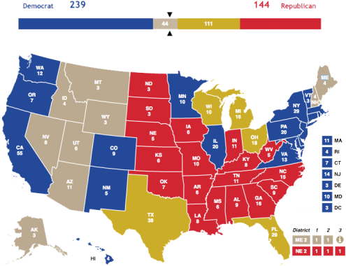 Hypothetical American Presidential Election Map In - John F. Kennedy Library (533x400), Png Download
