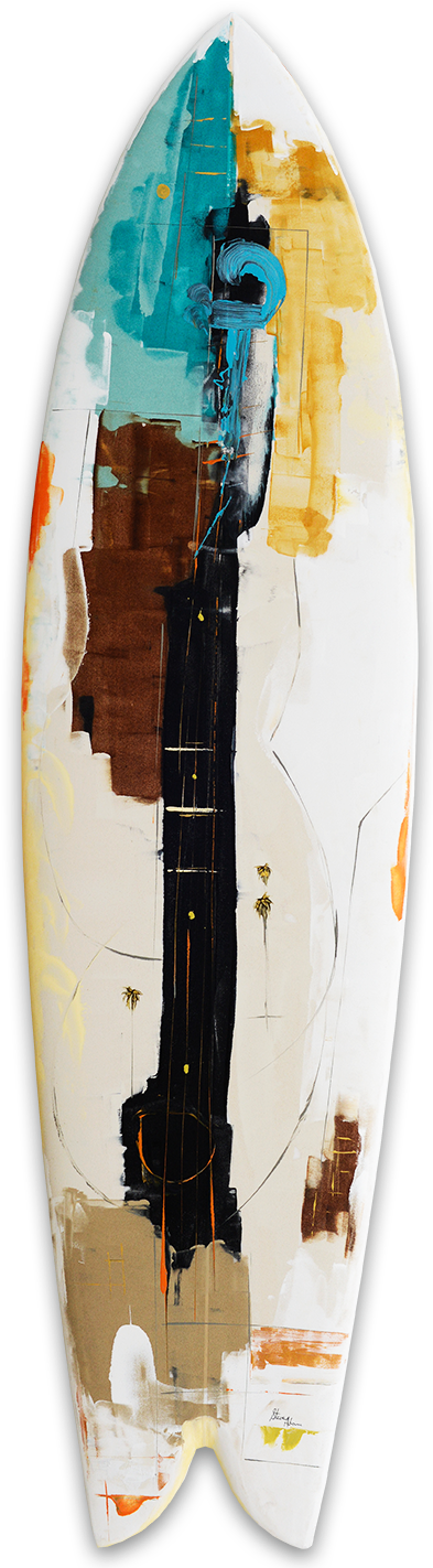 Surfboard Abstract Guitar - Wood (398x1428), Png Download