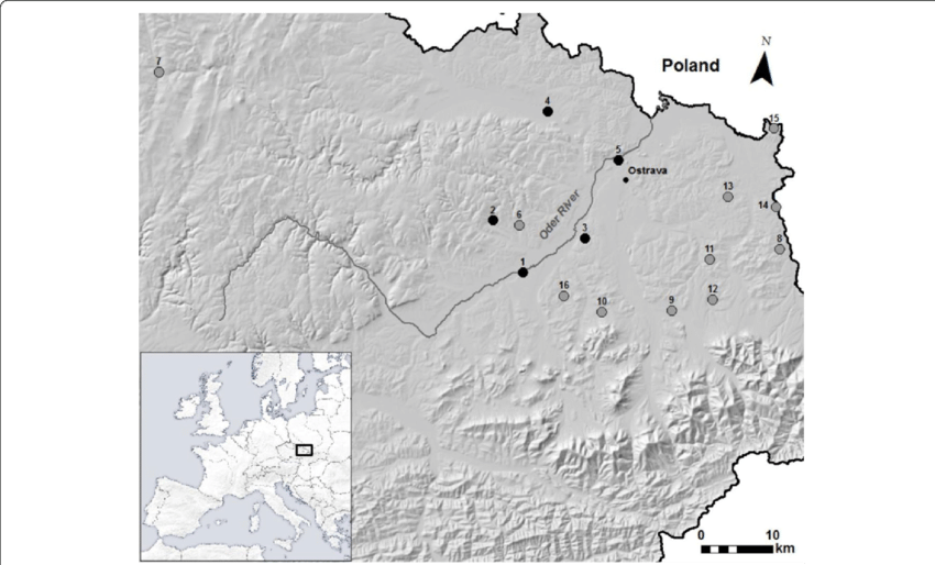 Map Showing The Investigated Water Frog Populations - Europe Map (850x514), Png Download