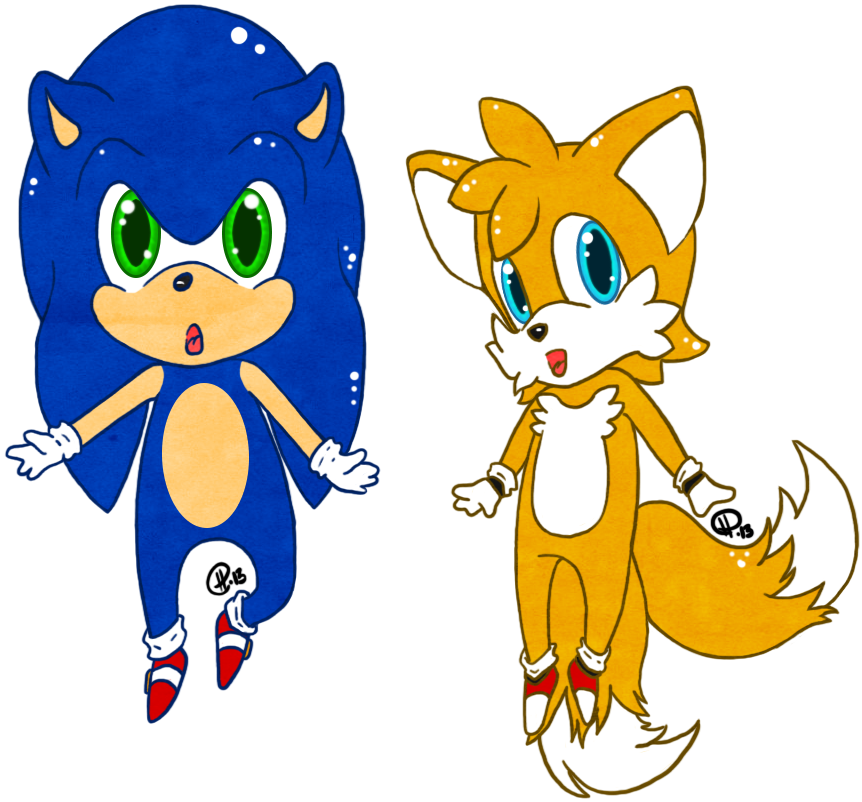 Chibi Sonic And Tails =- - Tails Chibi (886x821), Png Download