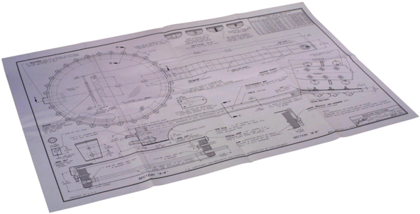 Banjo Guitar Plan - Technical Drawing (600x400), Png Download