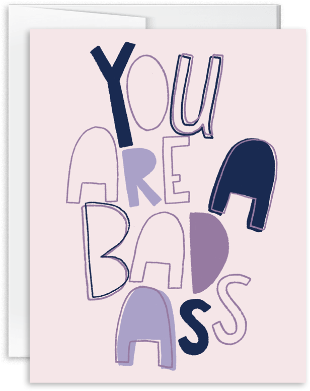 Hand Lettered You Are A Badass Greeting Card - Elephant (1000x1000), Png Download