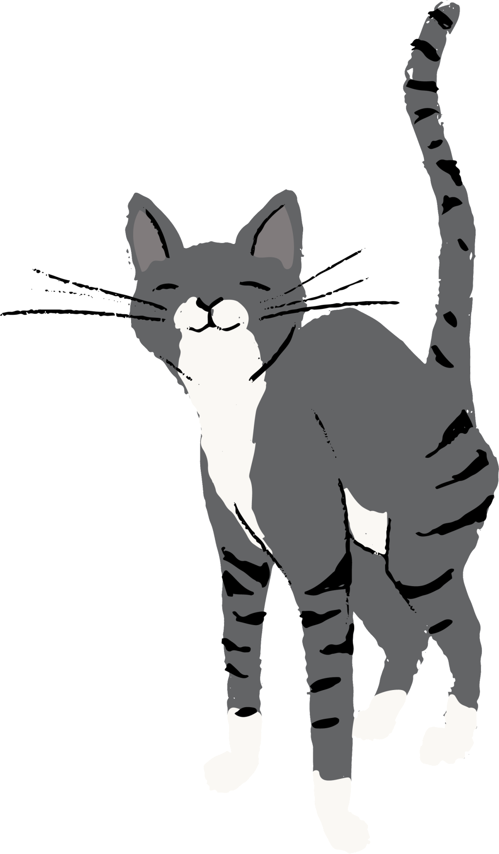 Este Gráficos Es Gris Oscuro, Cintura Gato Sonriente - Thank You Card With Cat Design (1024x1750), Png Download