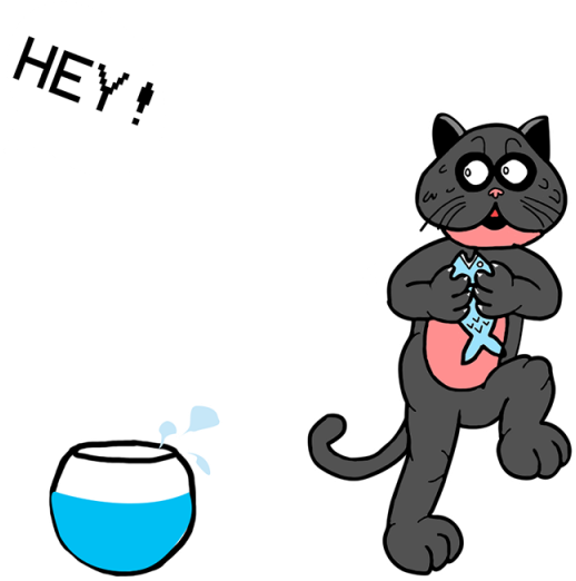 Gato Malo Robar Pescado Vector - Portable Network Graphics (640x640), Png Download