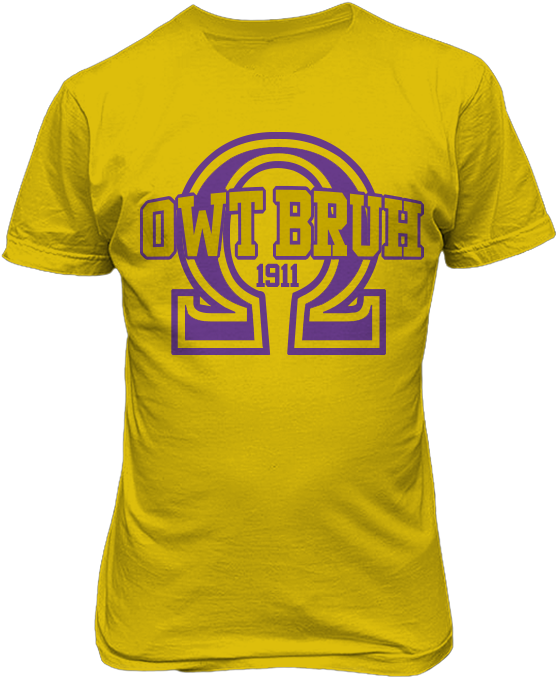Omega Psi Phi Owt Bruh T-shirt - Yellow Shirt Design For Family Reunion (628x720), Png Download