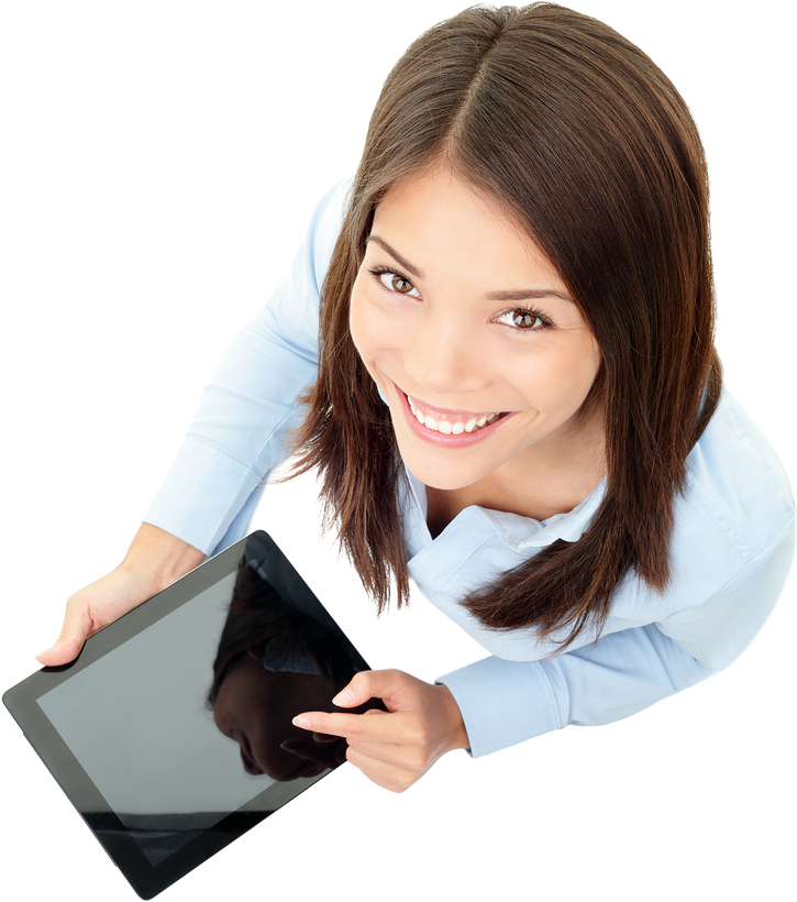 Smiling Business Woman Png Download - Women With Tablet Png (900x900), Png Download