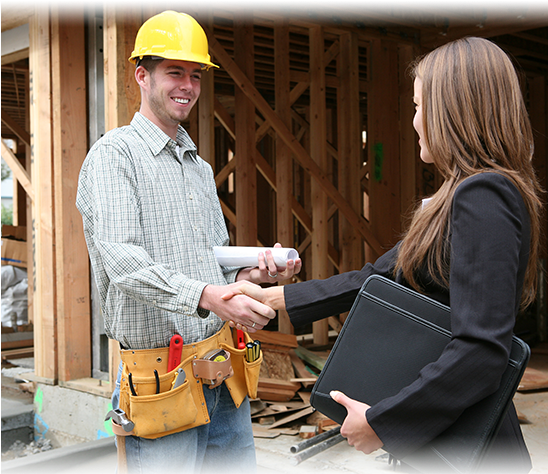 Contrion Worker Handshake Business Woman - Construction (547x943), Png Download