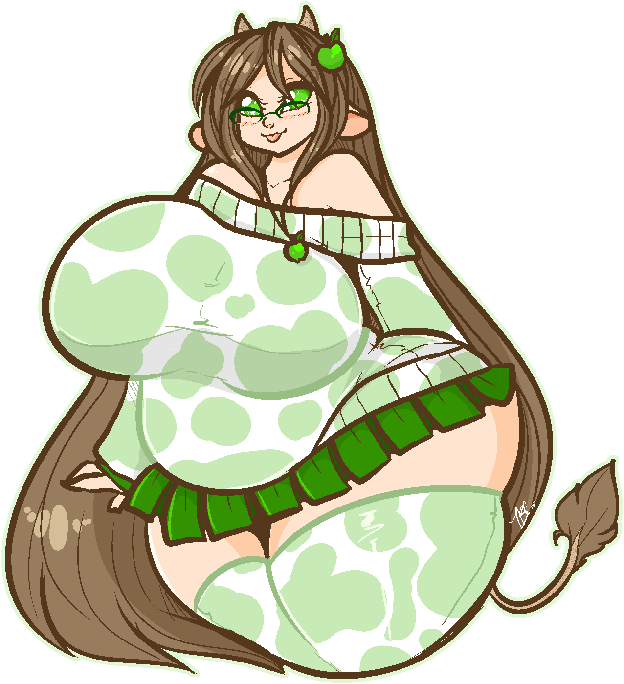 Apple Moo - Cartoon (1276x1399), Png Download