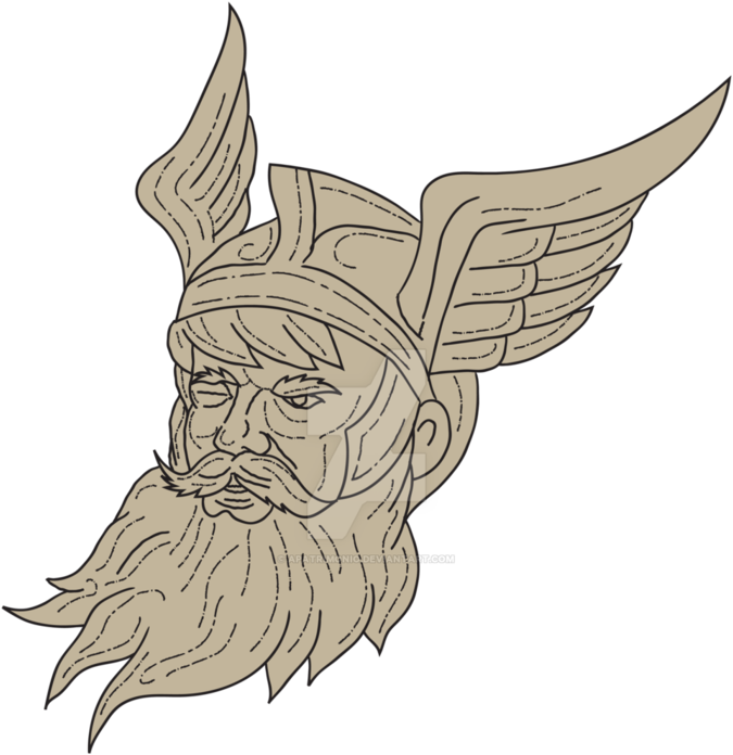 Norse God Odin Head Drawing By Apatrimonio On Deviantart - Odin Head Png (719x1112), Png Download