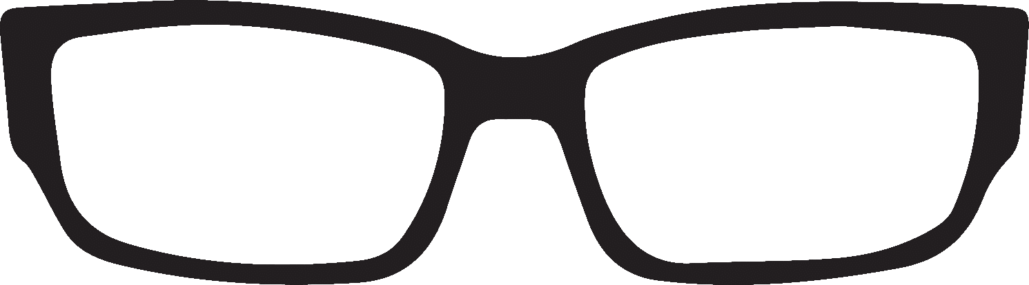Clip Eyeglass Glass Door - Rectangle Glasses Clipart Png (1491x414), Png Download