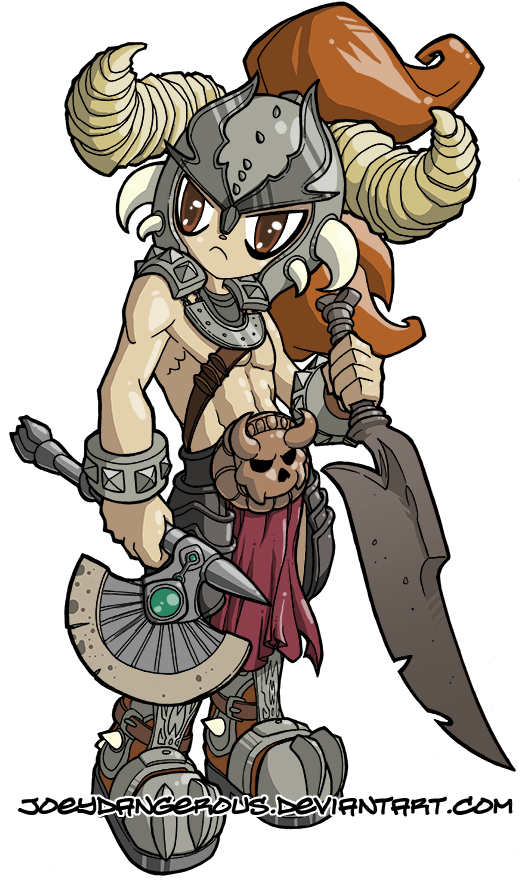 Diablo 3 Barbarian By ~joeydangerous On Deviantart - Barbarian Chibi (529x900), Png Download