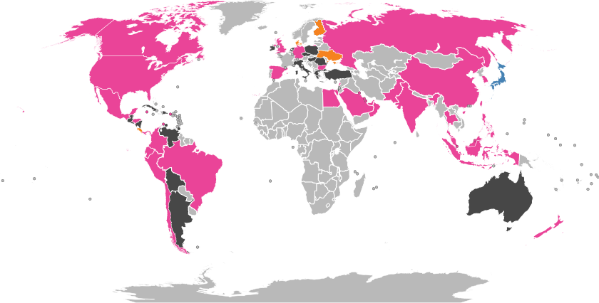 Dunkin Donuts World Map Updated - Dunkin Donuts Global Map (840x426), Png Download