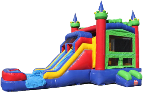14ft Dual Lane Castle Water Slide Combo - Hayes Bounce House (480x480), Png Download