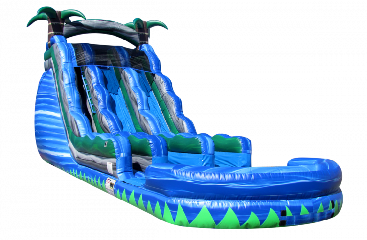 22' Blue Dream Double Water Slide - Charleston Jump Castles (750x492), Png Download