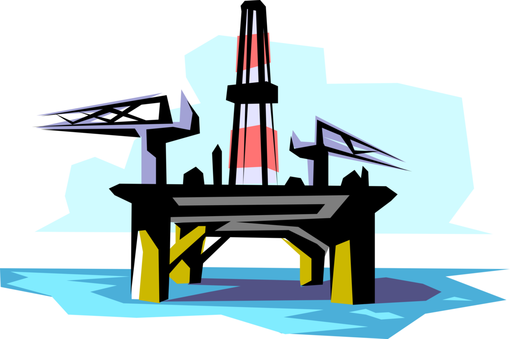 Oil Rig Royalty Free Vector Clip Art Illustration - Oil Rig Clipart (480x325), Png Download