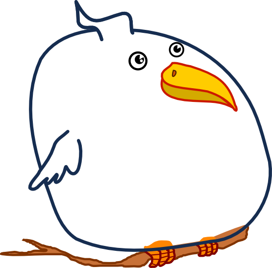 Fat Bird Black White Line Art 555px 43 - Fat Ugly Cartoon Bird (555x547), Png Download