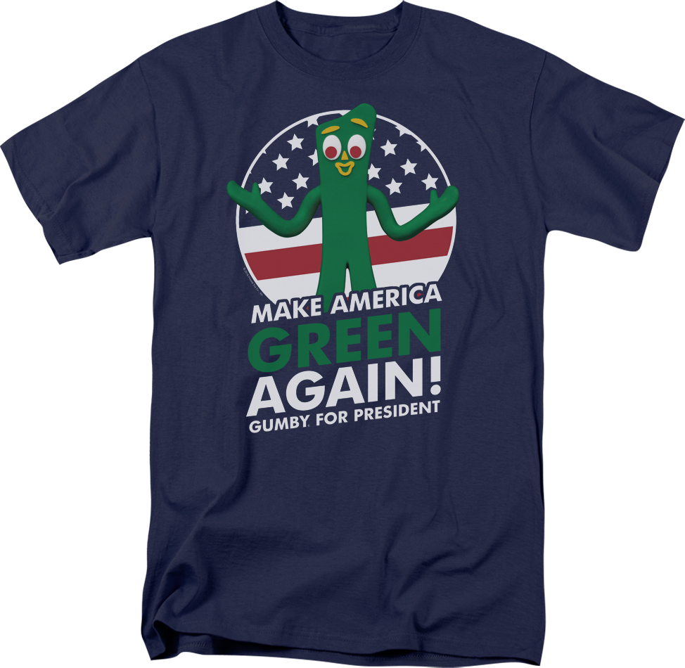 Make American Green Again Gumby T-shirt - Gumby For President Mens Heather Shirt Gmb148-ha-5 (974x950), Png Download