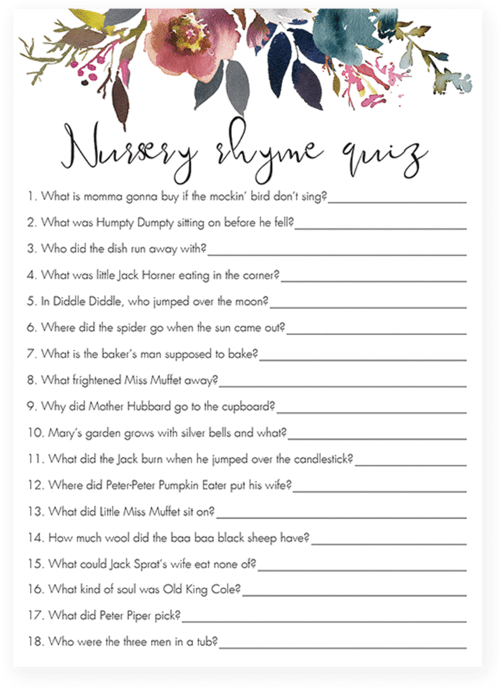 Boho Baby Sprinkle Game Nursery Rhyme Quiz Printable - Advice For Parents Card (819x1024), Png Download