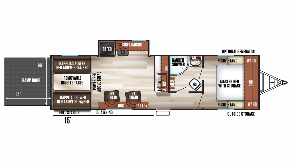 2018 Wolf Pack 23pack15 Floor Plan Img - Recreational Vehicle (1004x565), Png Download